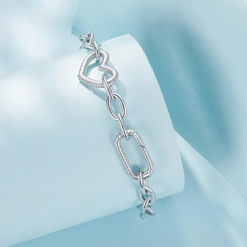 (image for) Pandora Style Heart Chain Bracelet - SCB258 - View 2