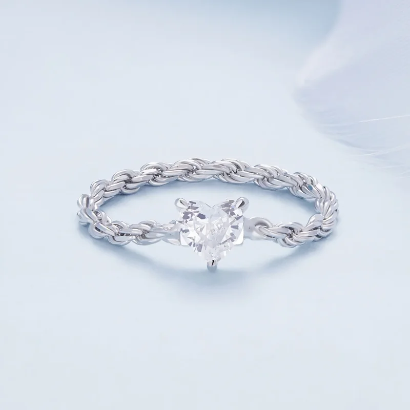 (image for) Pandora Style Heart Chain Ring - BSR410 - View 2