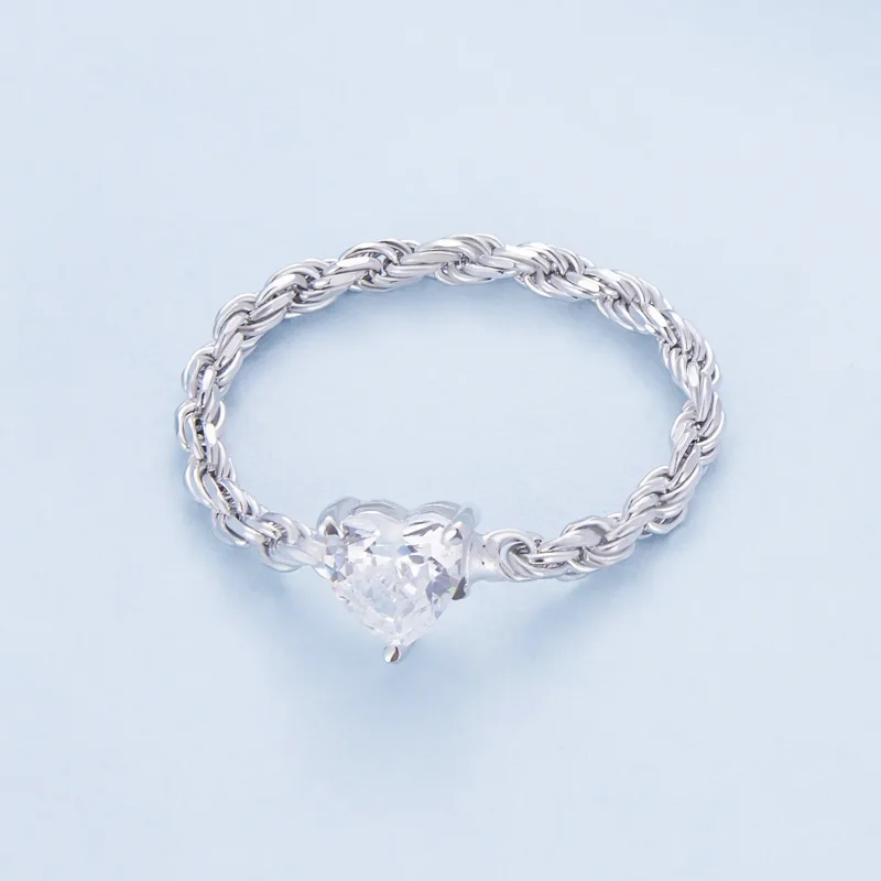 (image for) Pandora Style Heart Chain Ring - BSR410 - View 3