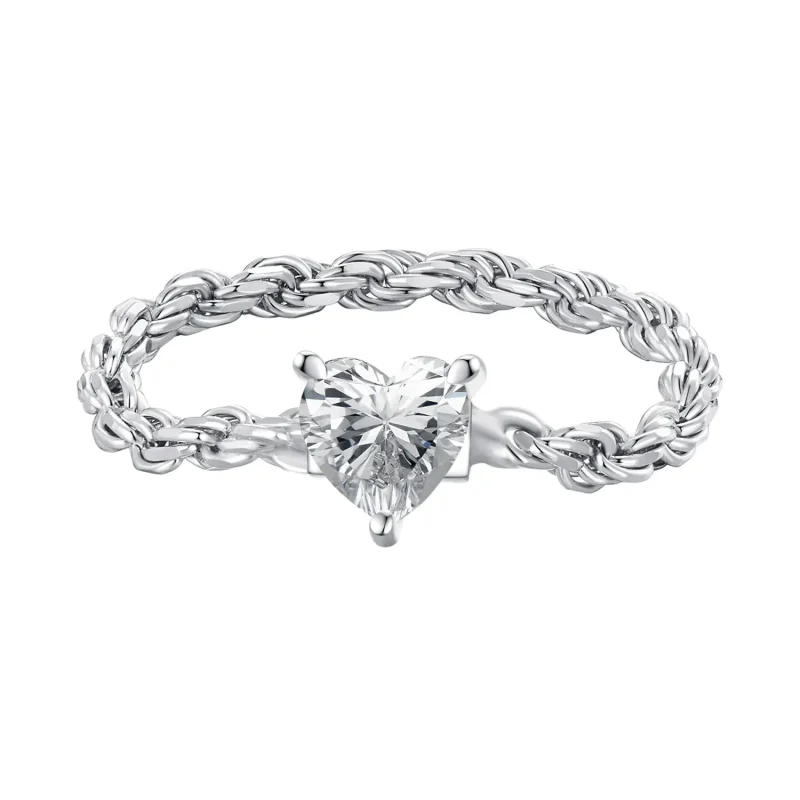 (image for) Pandora Style Heart Chain Ring - BSR410 - Product Image