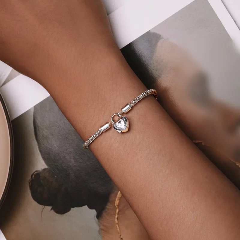 (image for) Pandora Style Heart Lock Basic Chain Bracelet - BSB147 - View 4