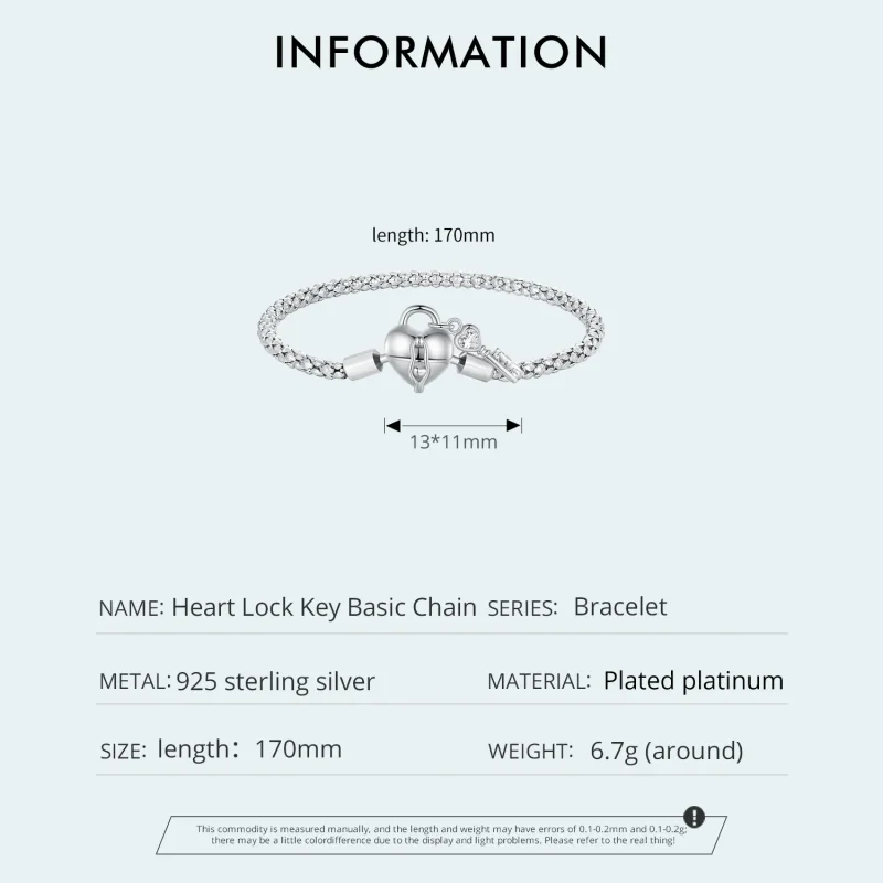 (image for) Pandora Style Heart Lock Key Chain Bracelet - SCB259 - View 4