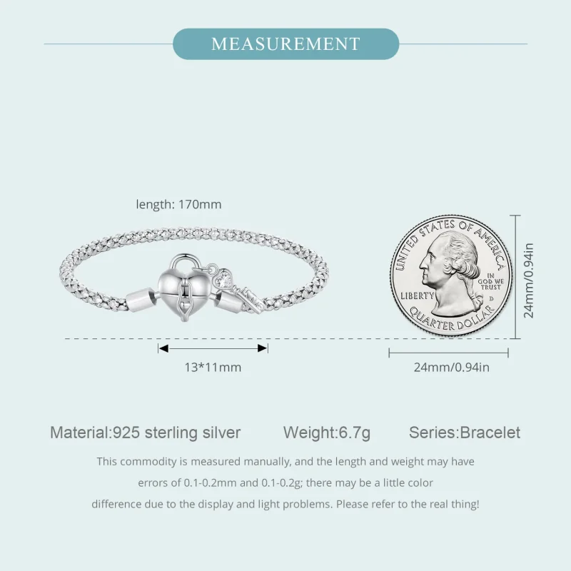 (image for) Pandora Style Heart Lock Key Chain Bracelet - SCB259 - View 5