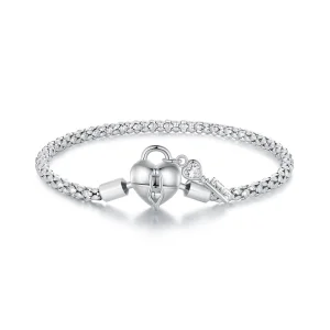 (image for) Pandora Style Heart Lock Key Chain Bracelet - SCB259