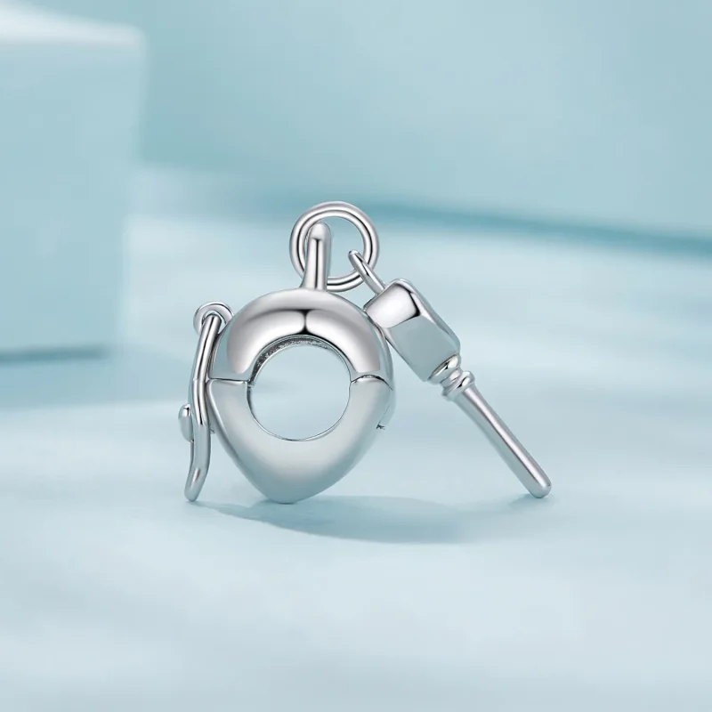 (image for) Pandora Style Heart Lock Key Charm - SCC2580 - View 3