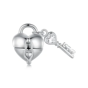 (image for) Pandora Style Heart Lock Key Charm - SCC2580