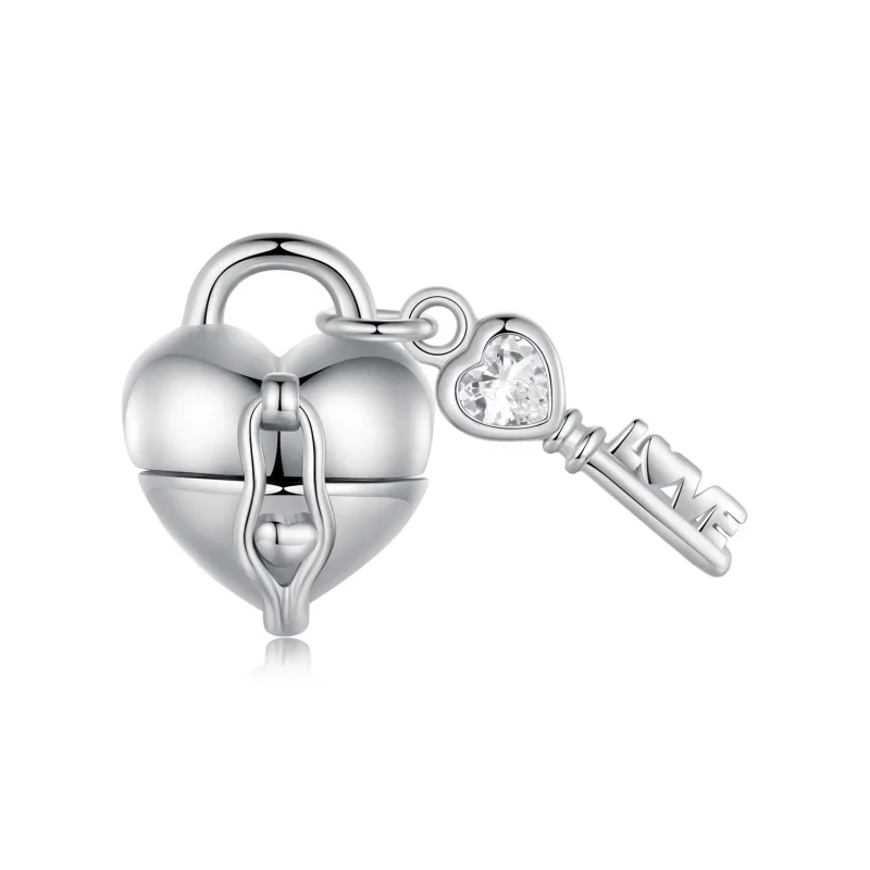 (image for) Pandora Style Heart Lock Key Charm - SCC2580 - Product Image