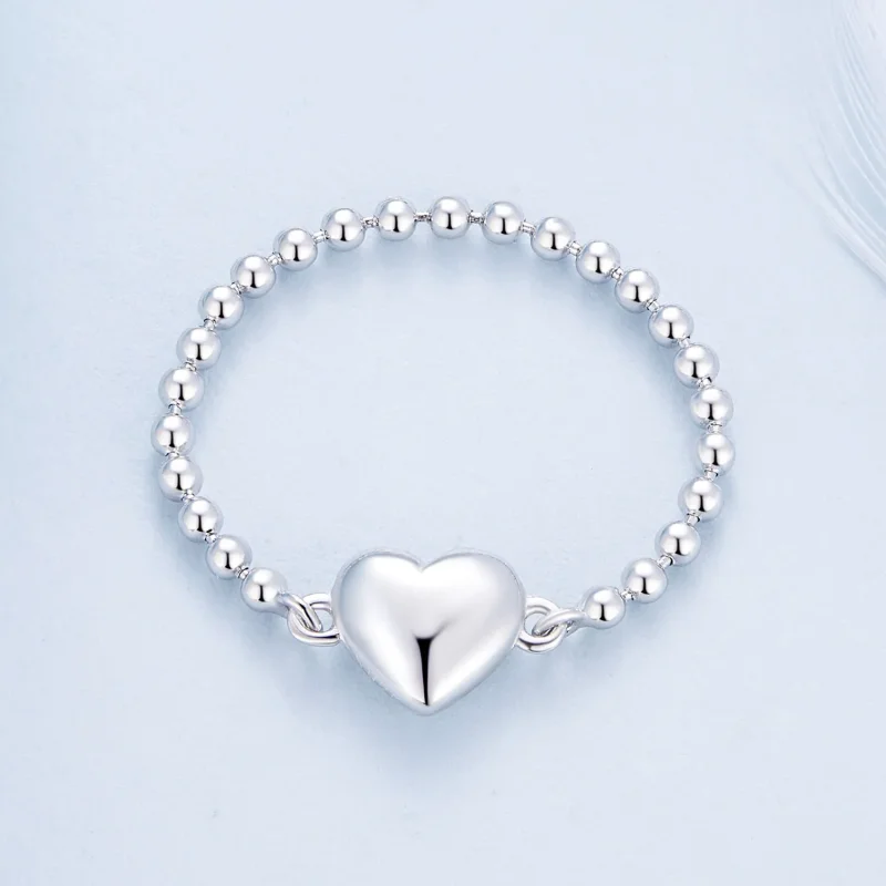 (image for) Pandora Style Heart Shape Chain Ring - BSR488 - View 2