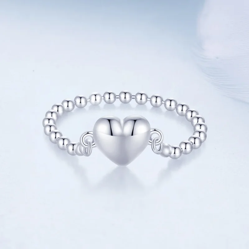 (image for) Pandora Style Heart Shape Chain Ring - BSR488 - View 3