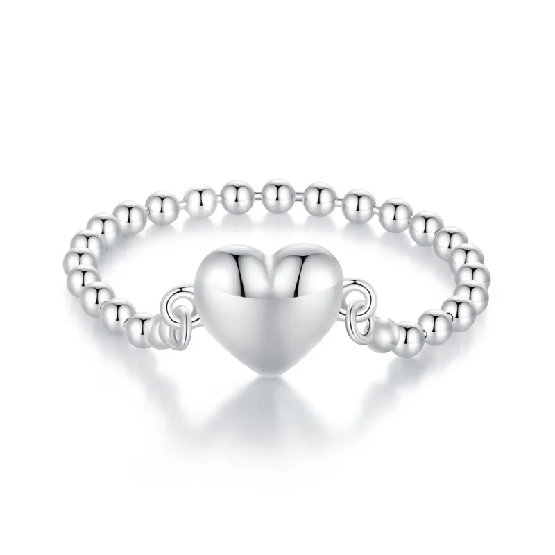 (image for) Pandora Style Heart Shape Chain Ring - BSR488 - Product Image