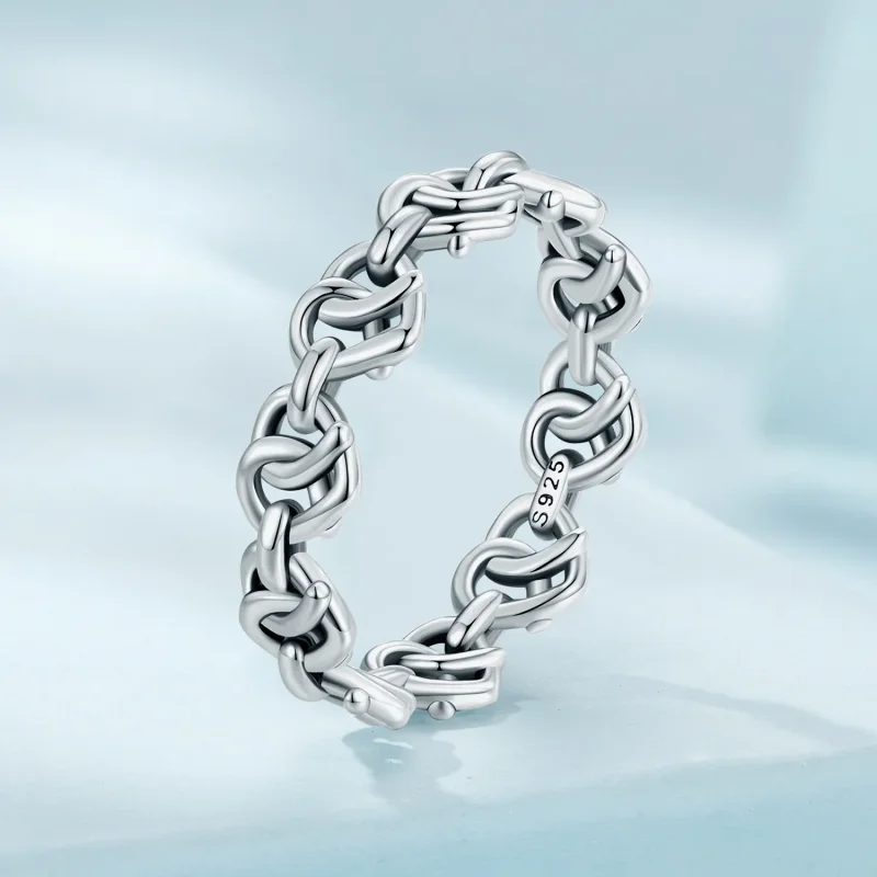 (image for) Pandora Style Heart Shape Chain Ring - SCR963 - View 2