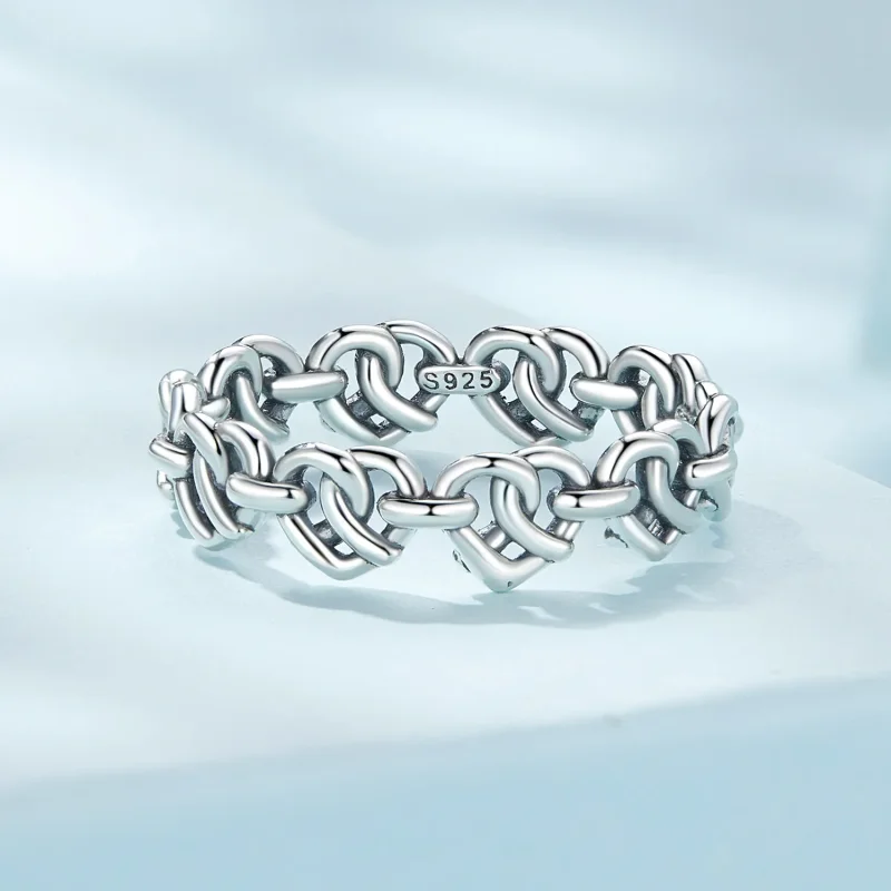 (image for) Pandora Style Heart Shape Chain Ring - SCR963 - View 3