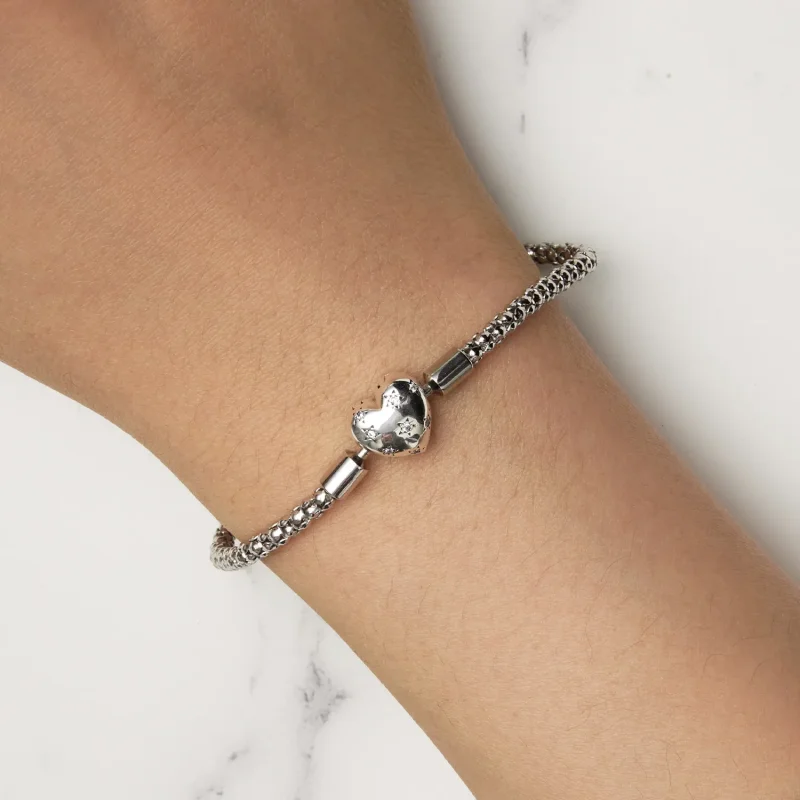 (image for) Pandora Style Heart Shaped Basic Chain Bracelet - BSB135 - View 7