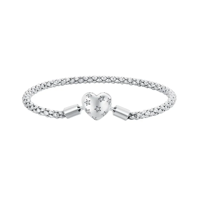 (image for) Pandora Style Heart Shaped Basic Chain Bracelet - BSB135 - Product Image