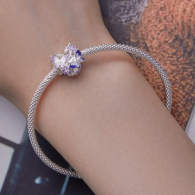 (image for) Pandora Style Heart Shaped Butterfly Charm - SCC2464 - View 6