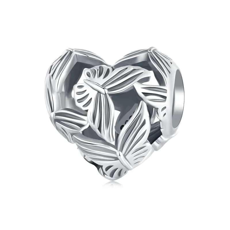 (image for) Pandora Style Heart Shaped Butterfly Charm - SCC2576 - Product Image