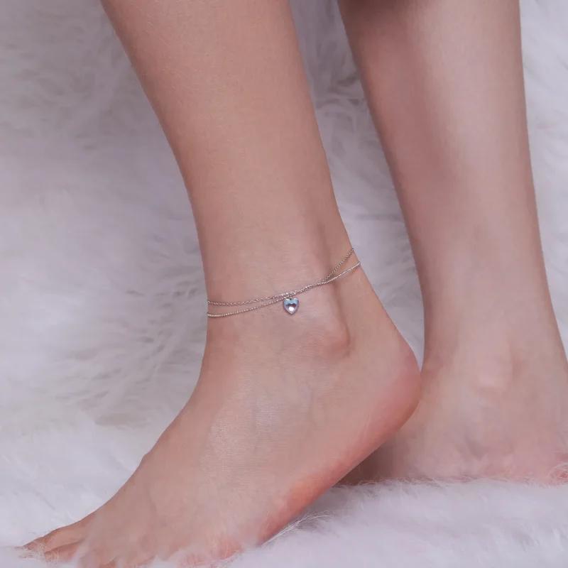(image for) Pandora Style Heart Shaped Double Layer Anklet - SCT024 - View 4