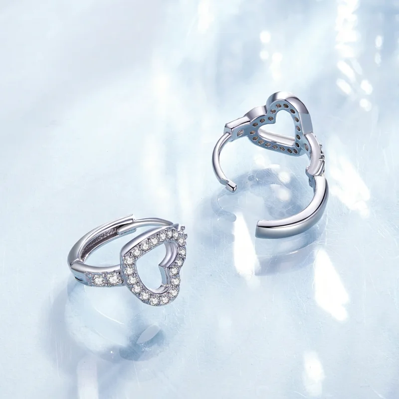 (image for) Pandora-style heart-shaped hoop earrings - BSE879 - View 4