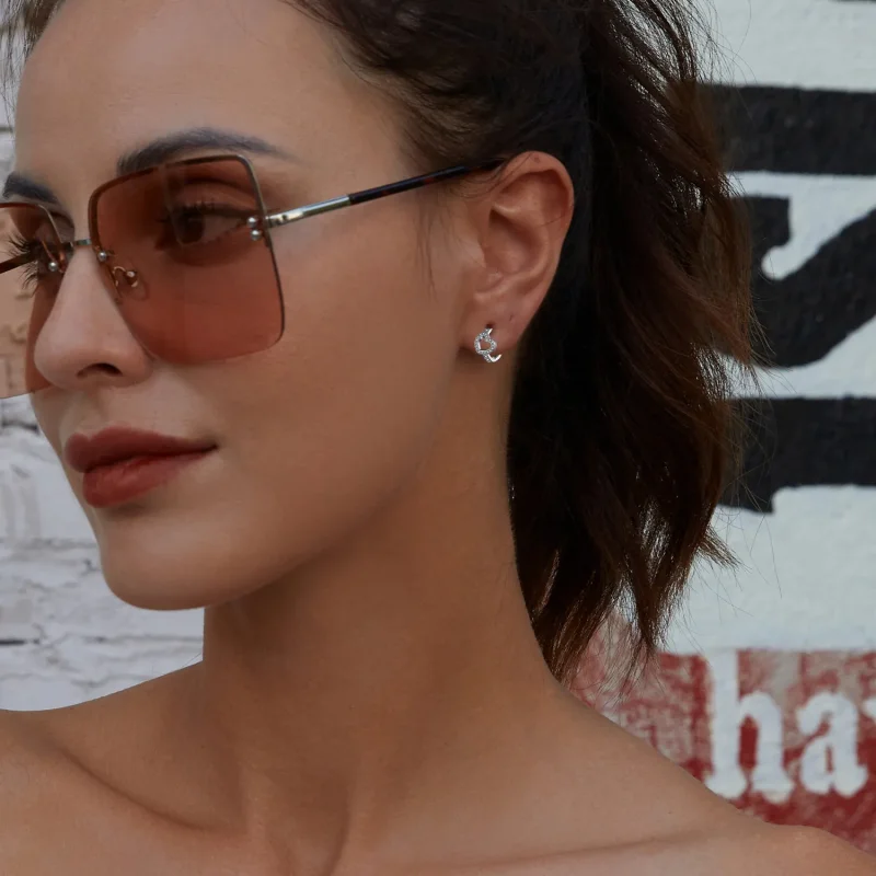 (image for) Pandora-style heart-shaped hoop earrings - BSE879 - View 8