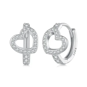 (image for) Pandora-style heart-shaped hoop earrings - BSE879