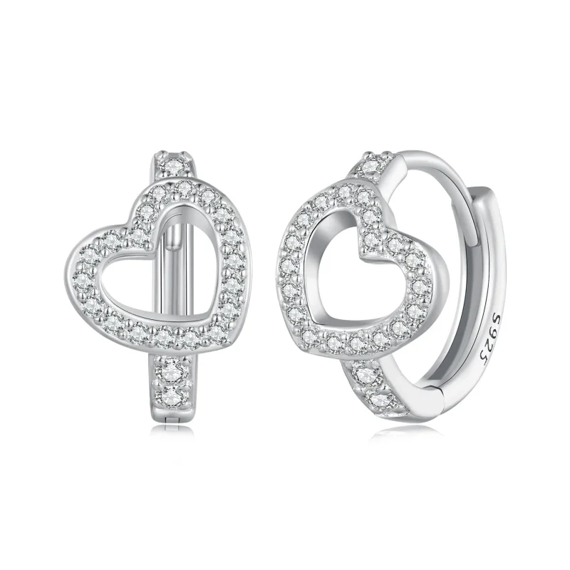(image for) Pandora-style heart-shaped hoop earrings - BSE879 - Product Image