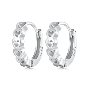 (image for) Pandora Style Heart-Shaped Hoop Earrings - BSE880