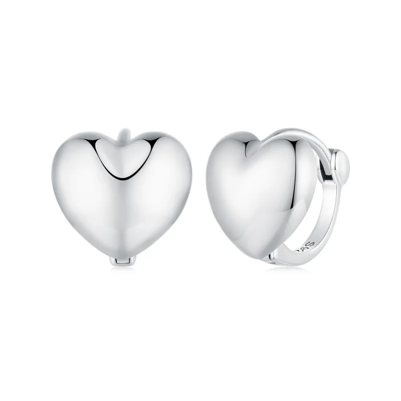 (image for) Pandora Style Heart-Shaped Hoop Earrings - BSE905 - Product Image
