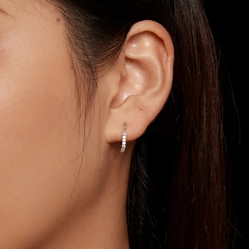 (image for) Pandora Style Heart-Shaped Moissanite Hoop Earrings (One Certificate) - MSE035 - View 5