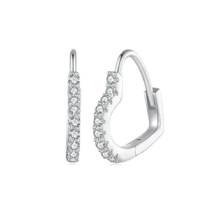 (image for) Pandora Style Heart-Shaped Moissanite Hoop Earrings (One Certificate) - MSE035
