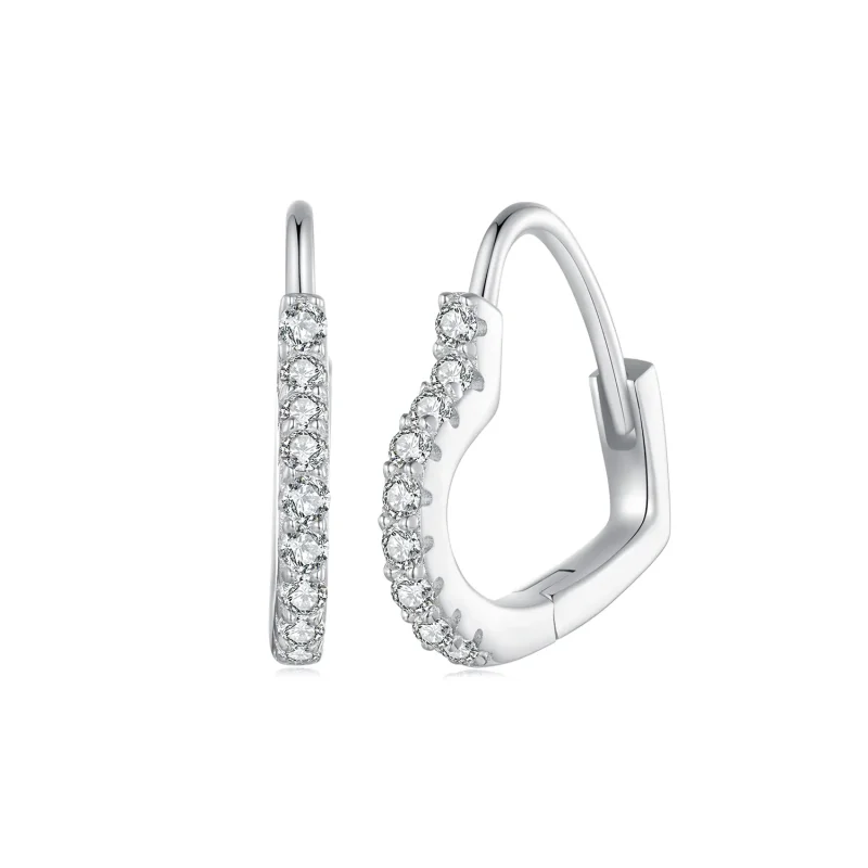 (image for) Pandora Style Heart-Shaped Moissanite Hoop Earrings (One Certificate) - MSE035 - Product Image