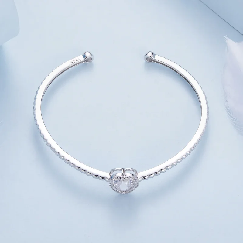 (image for) Pandora Style Heart-Shaped Open Bangle - BSB131 - View 4