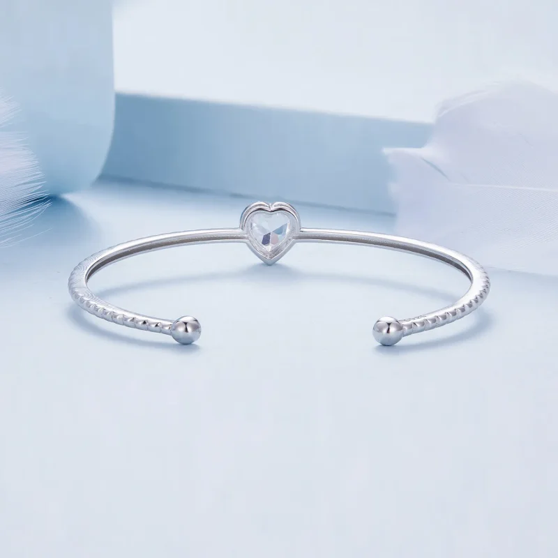 (image for) Pandora Style Heart-Shaped Open Bangle - BSB131 - View 5