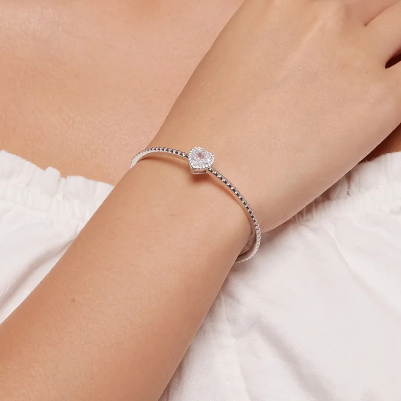 (image for) Pandora Style Heart-Shaped Open Bangle - BSB131 - View 6