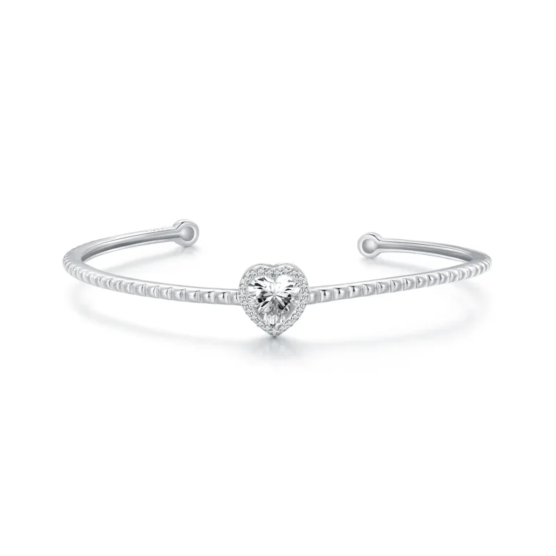 (image for) Pandora Style Heart-Shaped Open Bangle - BSB131 - Product Image
