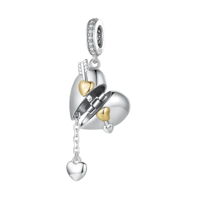 (image for) Pandora Style Heart-Shaped Openable Dangle - BSC804 - View 3