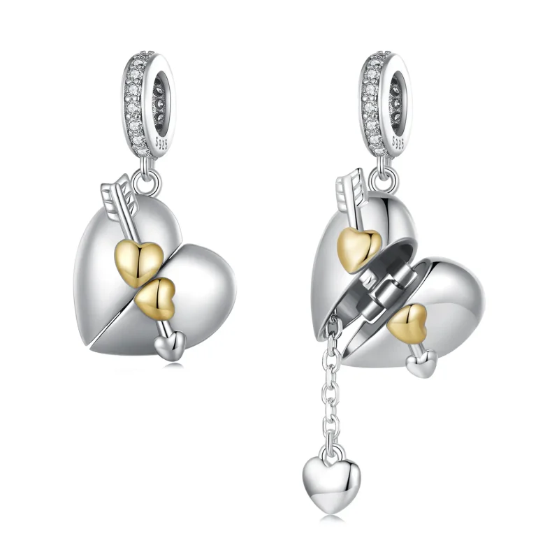 (image for) Pandora Style Heart-Shaped Openable Dangle - BSC804 - Product Image
