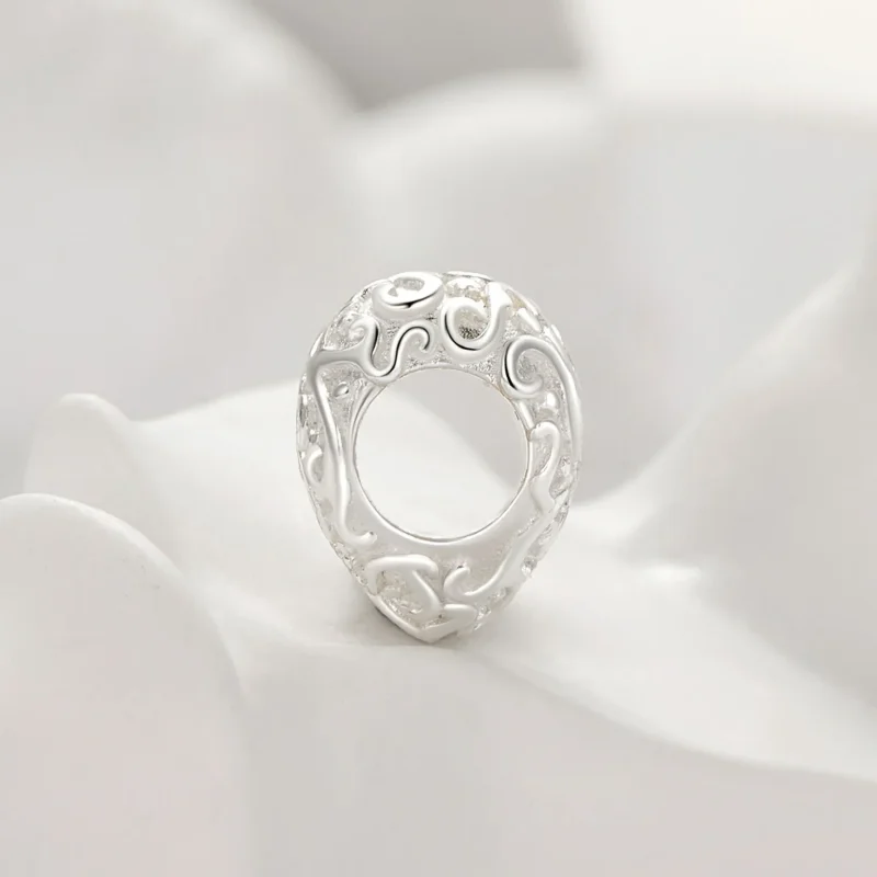 (image for) Pandora Style Heart-Shaped Pattern Charm - SCC2618 - View 3