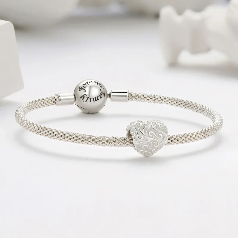 (image for) Pandora Style Heart-Shaped Pattern Charm - SCC2618 - View 5