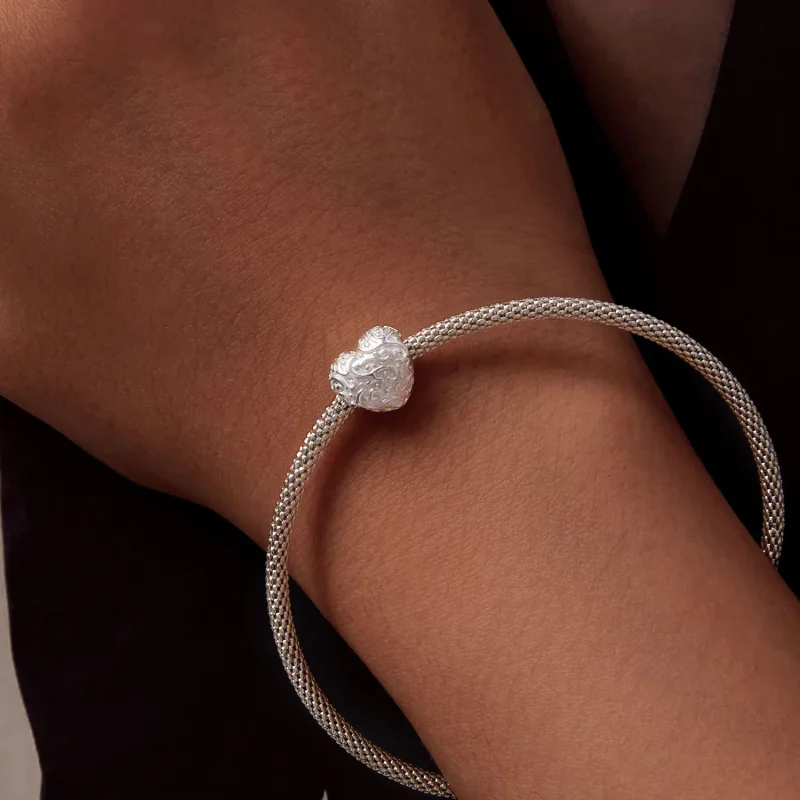 (image for) Pandora Style Heart-Shaped Pattern Charm - SCC2618 - View 7