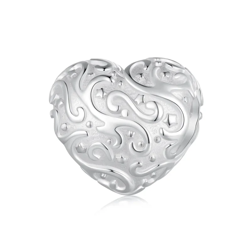 (image for) Pandora Style Heart-Shaped Pattern Charm - SCC2618 - Product Image