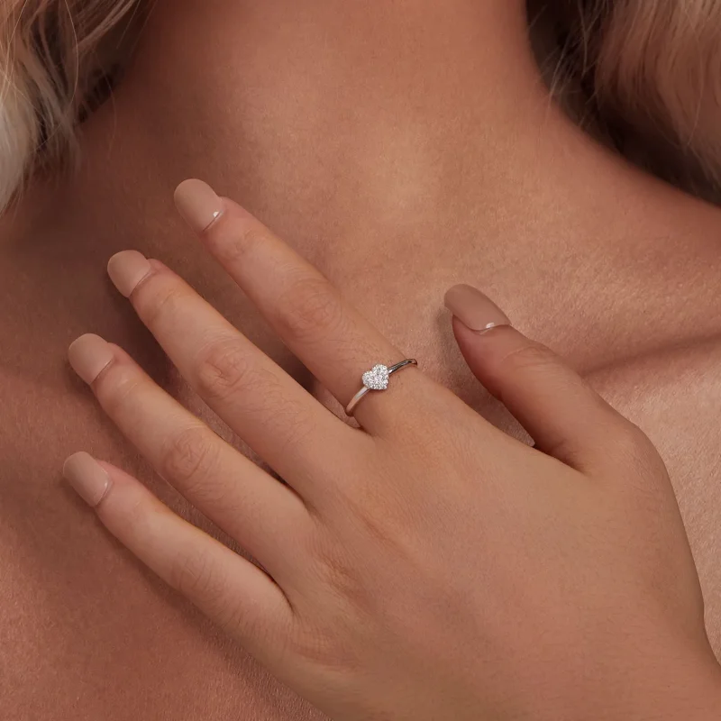 (image for) Pandora Style Heart-Shaped Ring (One Certificate) - MSR038 - View 5