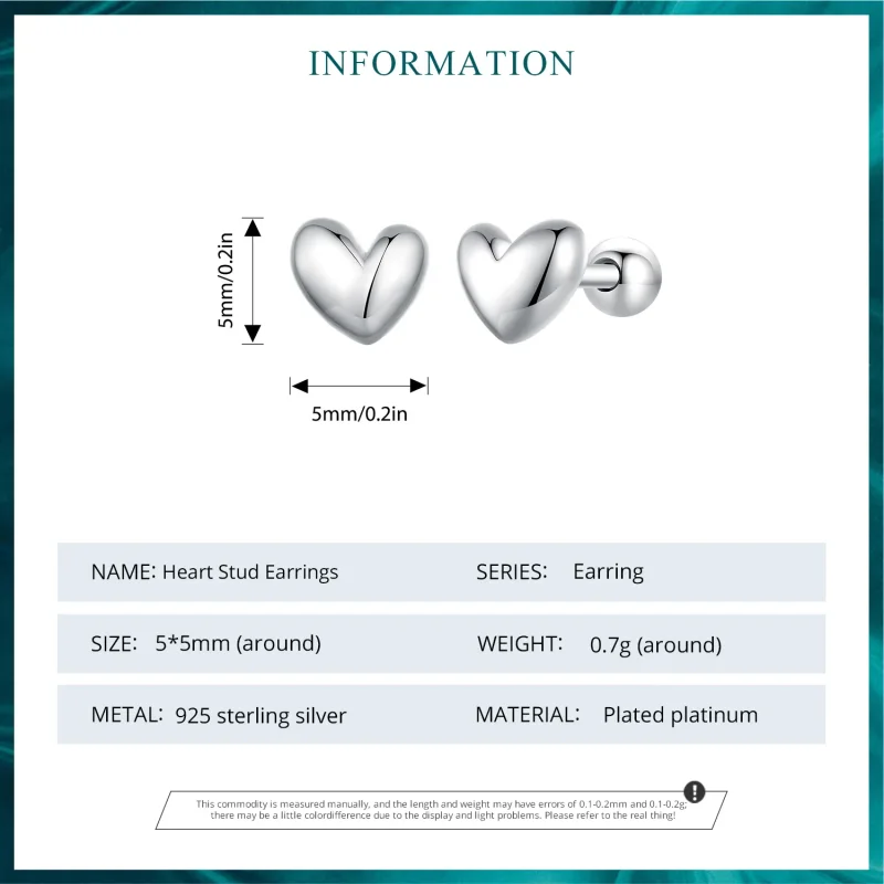 (image for) Pandora Style Heart-Shaped Stud Earrings - BSE886 - View 7