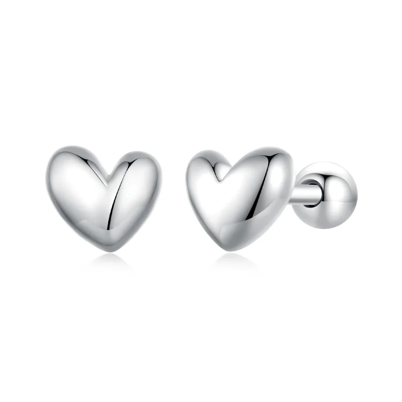 (image for) Pandora Style Heart-Shaped Stud Earrings - BSE886 - Product Image