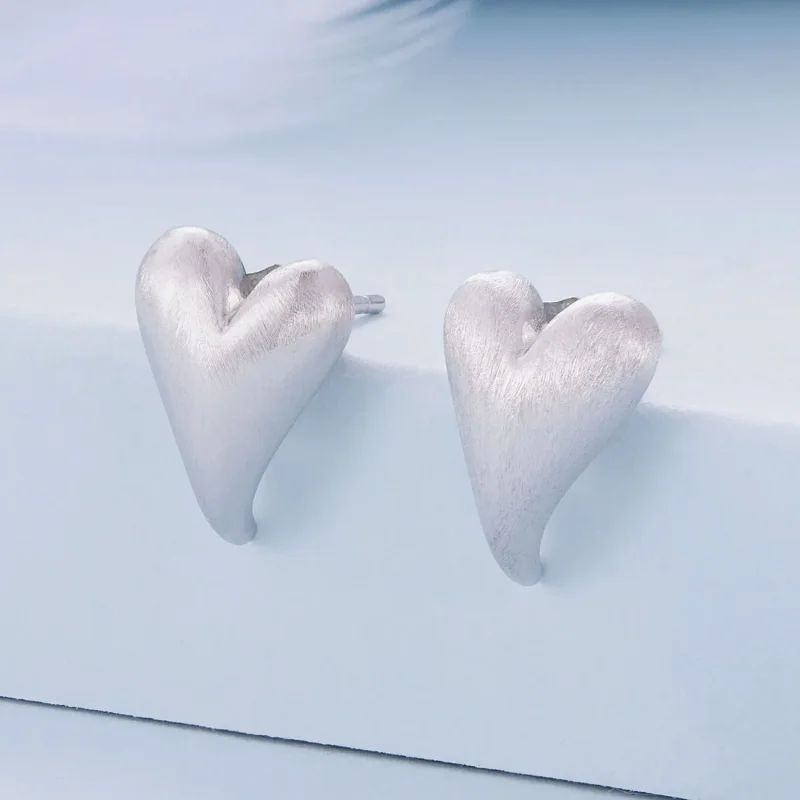 (image for) Pandora Style Heart-Shaped Studs Earrings - BSE916! - View 2