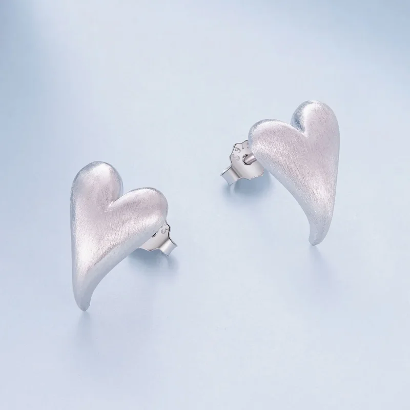 (image for) Pandora Style Heart-Shaped Studs Earrings - BSE916! - View 3