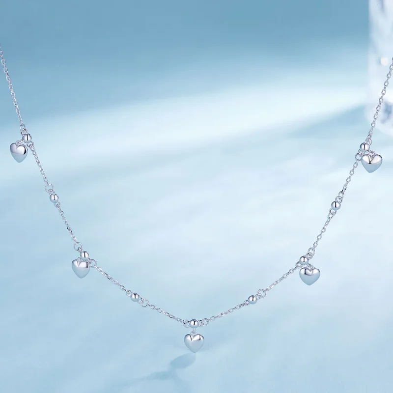 (image for) Pandora Style Heart-Shaped Tassel Necklace Choker - BSN359 - View 2