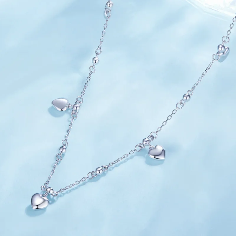 (image for) Pandora Style Heart-Shaped Tassel Necklace Choker - BSN359 - View 3