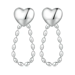 (image for) Pandora Style Heart-Shaped Tassels Dangle Earrings - BSE825