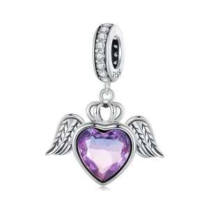 (image for) Pandora Style Heart Shaped Wings Dangle - SCC2587