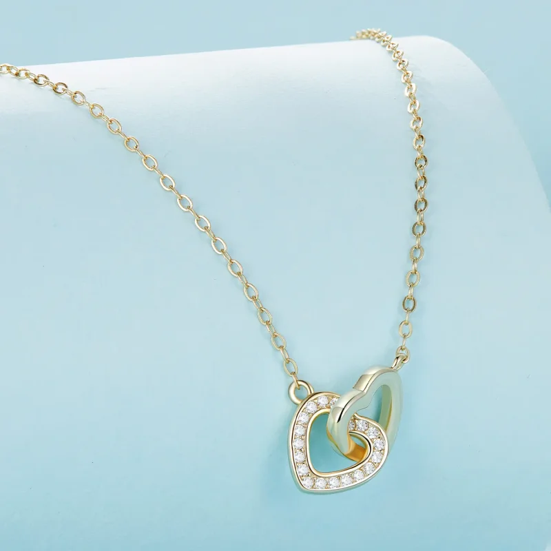 (image for) Pandora Style Heart To Heart-925 Silver Necklace - SCN181-B - View 3